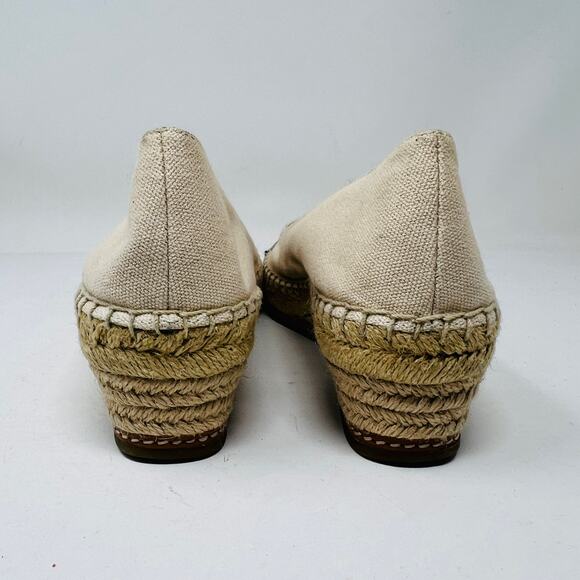 Tory Burch Cap Toe Espadrille Wedge Shoe Slip On Casual Tan Black - 8.5 - Picture 4 of 9